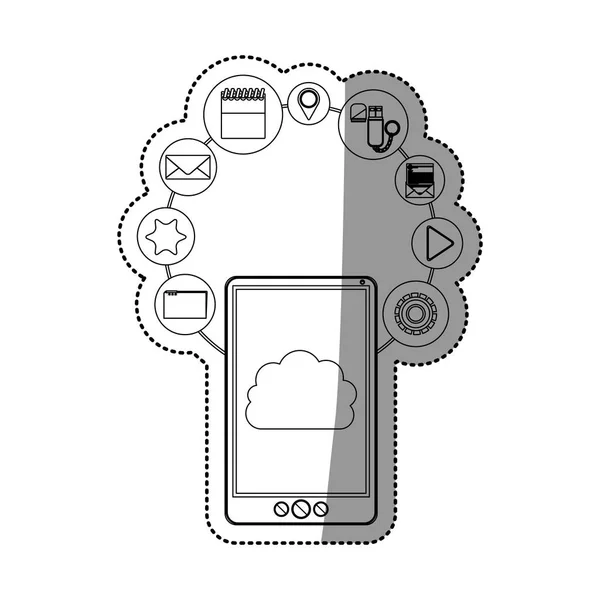 Design de computação em nuvem e smartphone —  Vetores de Stock
