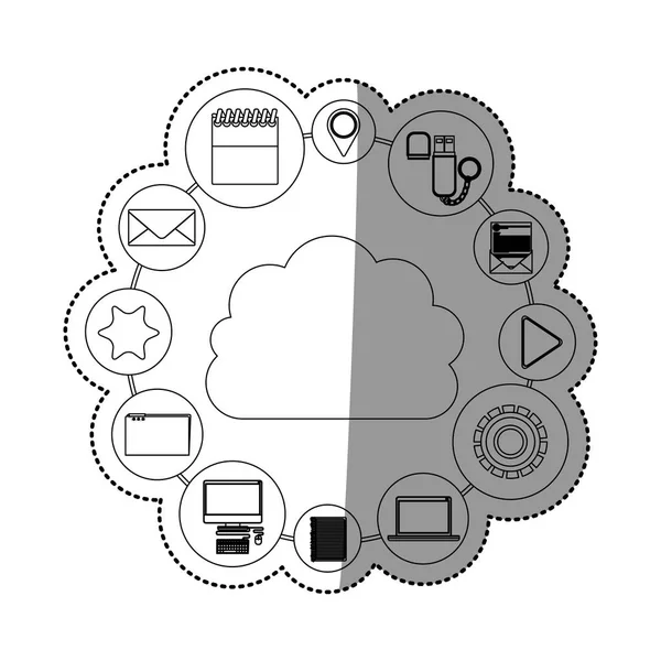 Diseño de medios y computación en nube — Vector de stock
