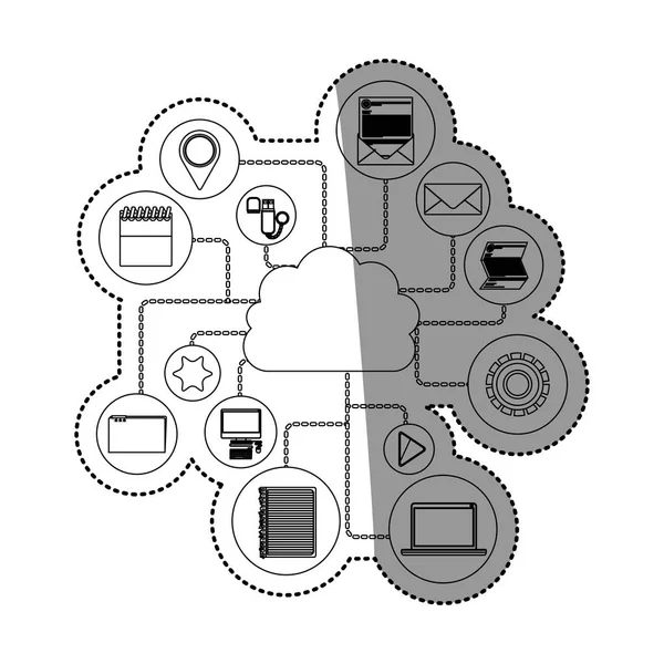 Medya ve bulut bilgisayar tasarım — Stok Vektör