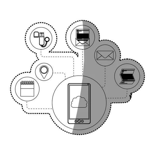 Smartphone ve bulut bilgisayar tasarım — Stok Vektör