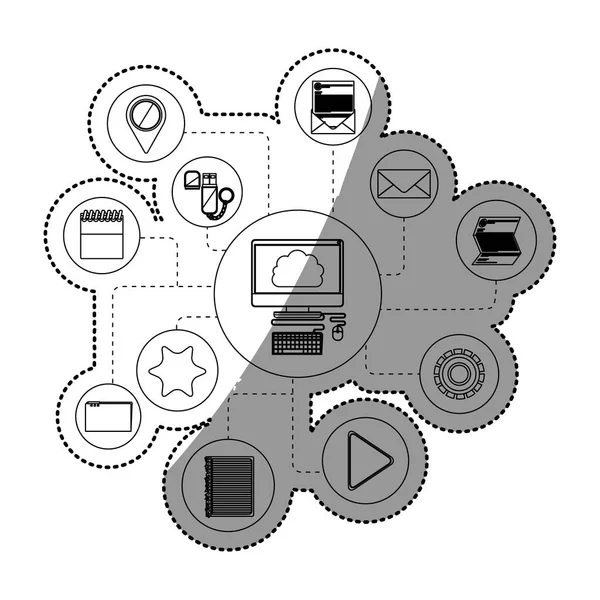 Počítače a cloud computingu design — Stockový vektor