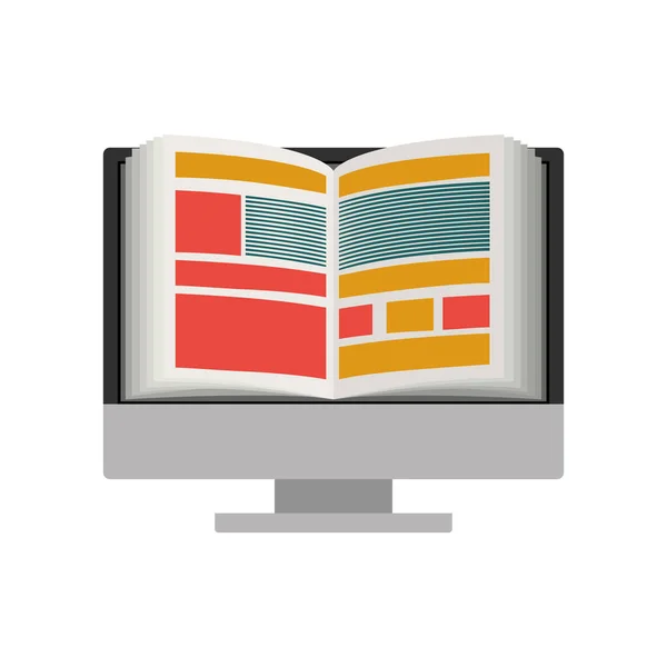 Libro electrónico aislado y diseño de computadora — Vector de stock