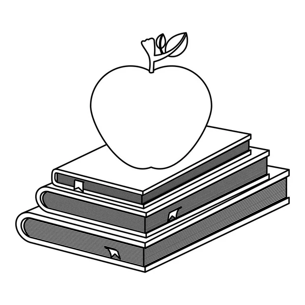 Livre isolé et pomme design — Image vectorielle