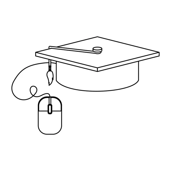 Diseño aislado de gorra y ratón de graduación — Vector de stock