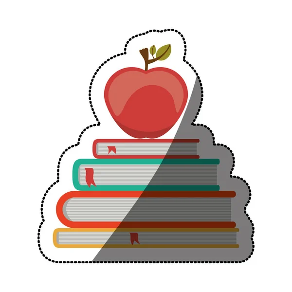 孤立的书和苹果设计 — 图库矢量图片