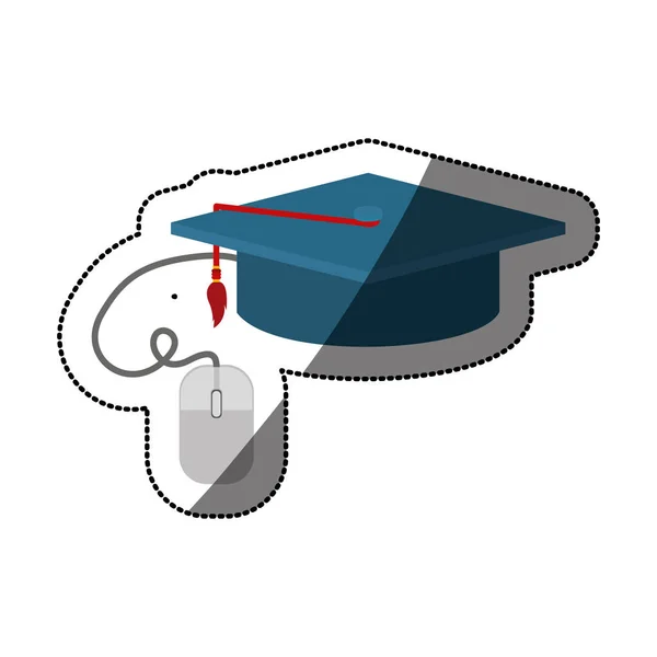 Diseño aislado de gorra y ratón de graduación — Vector de stock