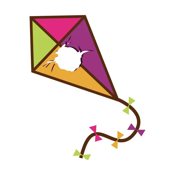 Απομονωμένη σπασμένα kite σχέδιο παιχνίδι — Διανυσματικό Αρχείο