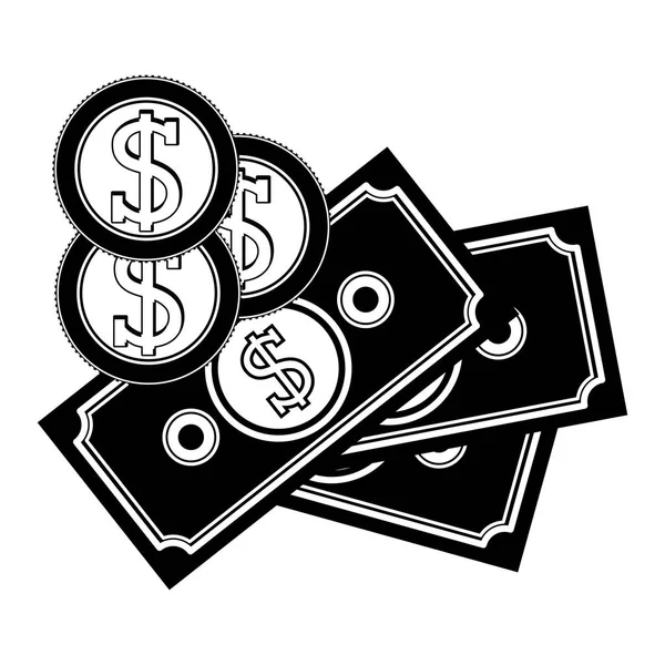 Progettazione di monete e banconote isolate — Vettoriale Stock