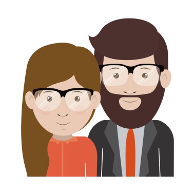 Erkek ve kadın karikatür gözlük tasarımı ile