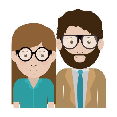 Erkek ve kadın karikatür gözlük tasarımı ile