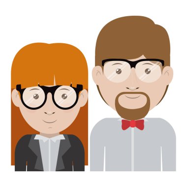 Erkek ve kadın karikatür gözlük tasarımı ile