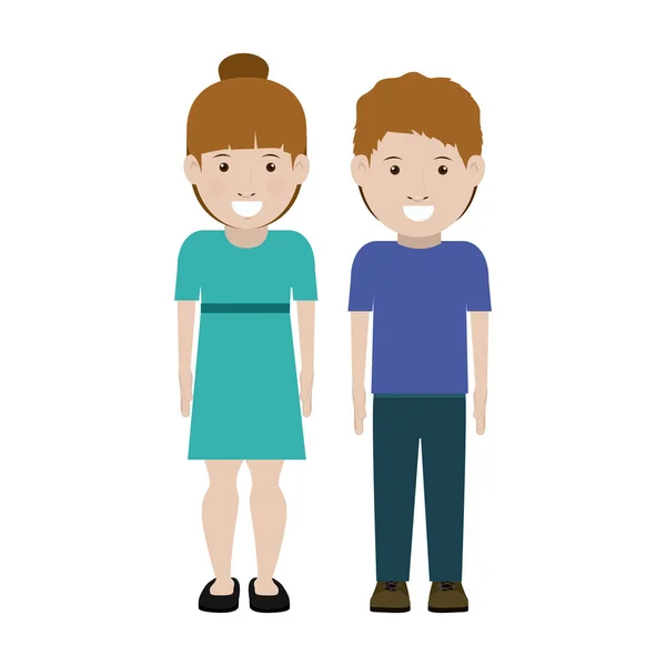 Chica y niño diseño de dibujos animados — Vector de stock