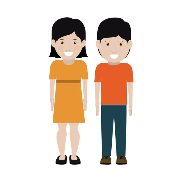 Chica y niño diseño de dibujos animados — Vector de stock