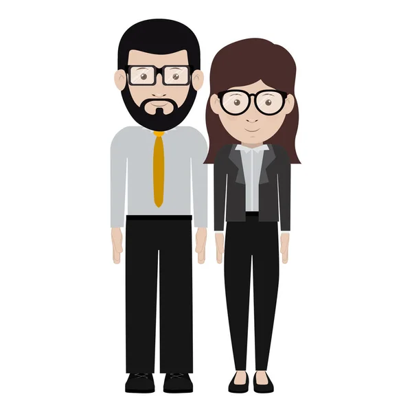 Man and woman cartoon with glasses design — Stock Vector