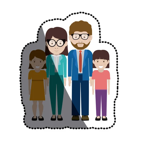 Mère et père avec des enfants design — Image vectorielle