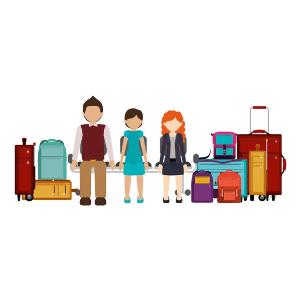 Conception isolée des passagers et des bagages — Image vectorielle