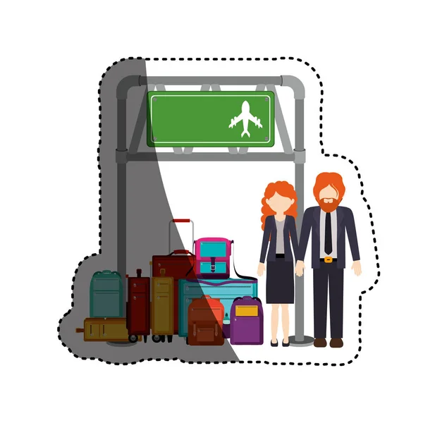 Conception isolée des passagers et des bagages — Image vectorielle