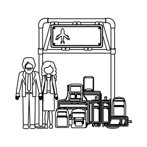 Geïsoleerde reizigerskilometers en bagage design — Stockvector