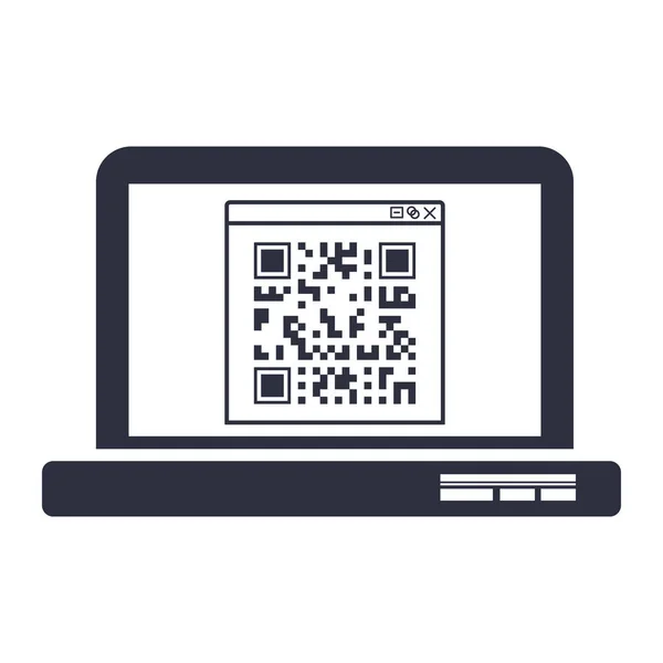 Isolierter QR-Code und Laptop-Design — Stockvektor