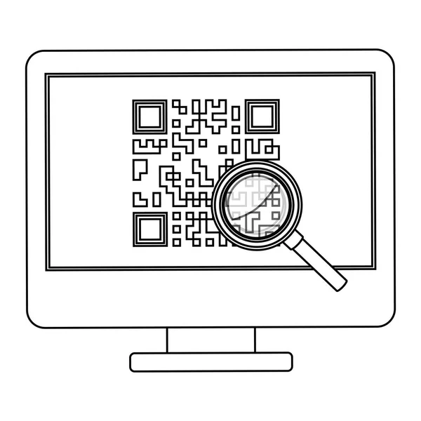 Geïsoleerde qr-code en computer-ontwerp — Stockvector