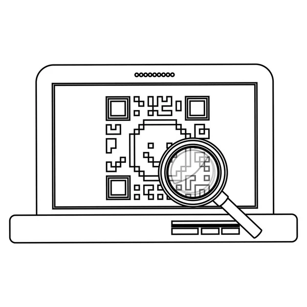 Código qr isolado e design de laptop — Vetor de Stock