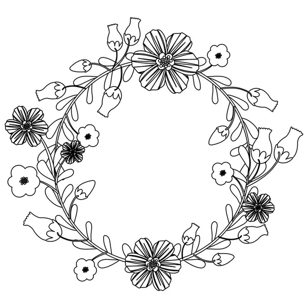 孤立した花のリース デザイン — ストックベクタ