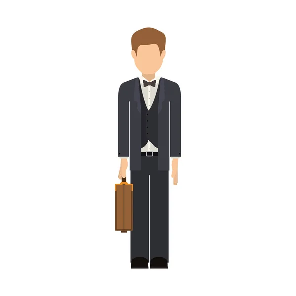 Άνθρωπος και βαλίτσα σχέδιο απομονωμένο avatar — Διανυσματικό Αρχείο