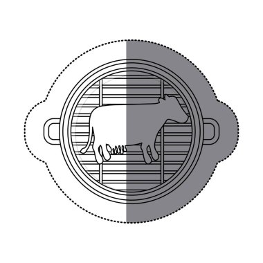 İzole inek ve ızgara et tasarım