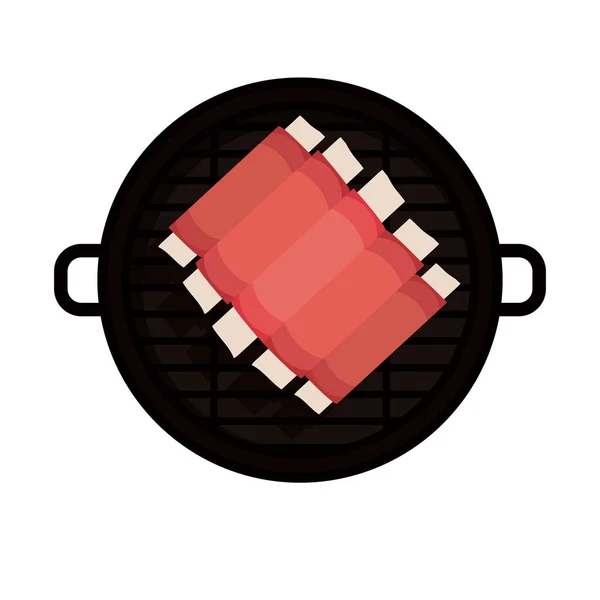 Diseño de parrilla aislada y costillas de barbacoa — Vector de stock