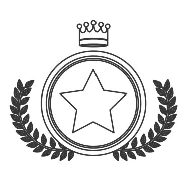 Yıldız ve çelenk tasarımı ile izole etiket