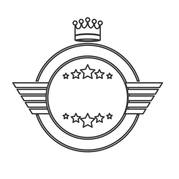 Étiquette isolée avec motif étoile et couronne — Image vectorielle