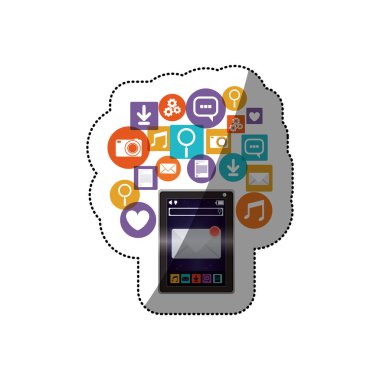 Sosyal medya ve çoklu ortam simgesini set tasarımı