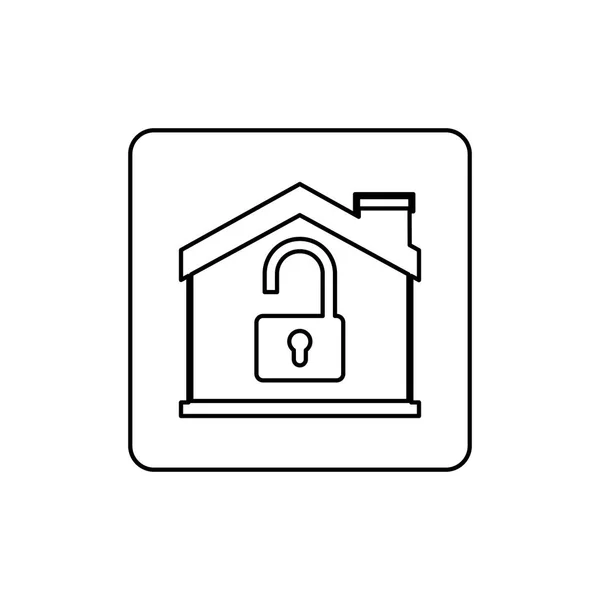 孤立的房子和挂锁设计 — 图库矢量图片