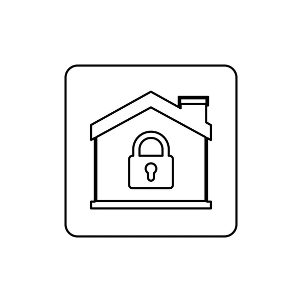 Casa aislada y diseño de candado — Vector de stock