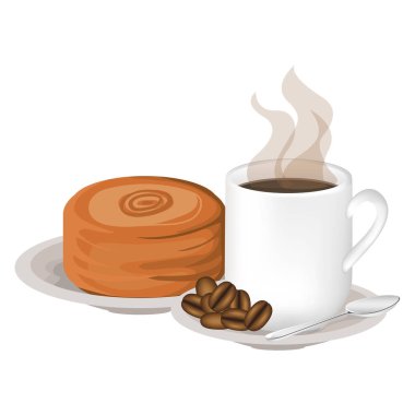 İzole ekmek ve kahve kupa tasarım