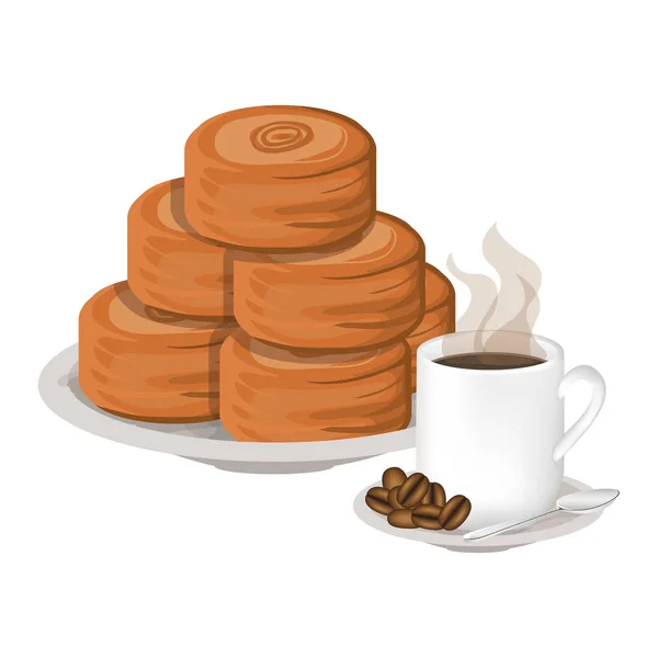 Design isolato di pane e tazza di caffè — Vettoriale Stock