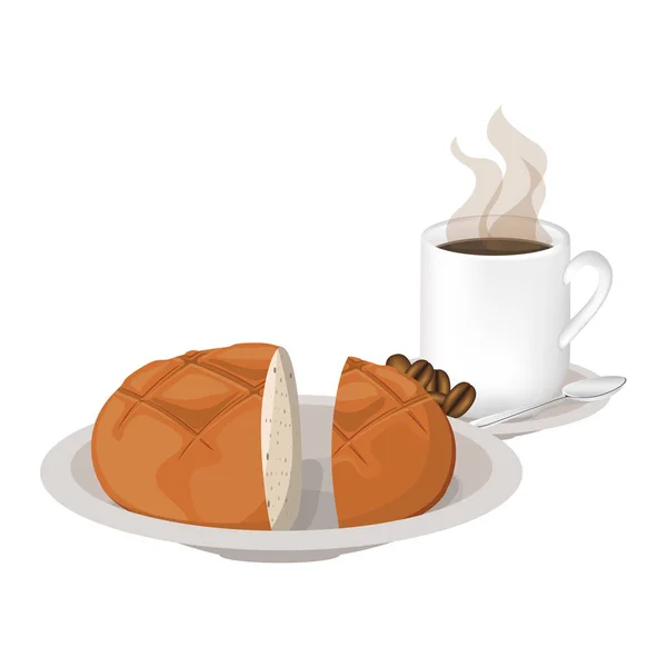 Izolované chléb a kávu Hrnek design — Stockový vektor