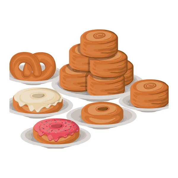 Ізольований хліб та дизайн пончика — стоковий вектор