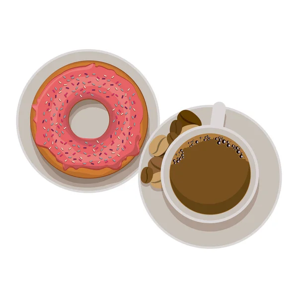 Donut et tasse de café design — Image vectorielle