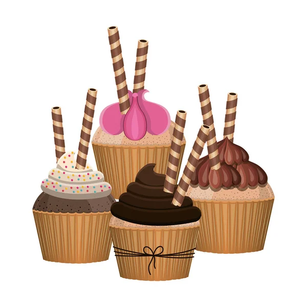 Diseño de cupcake aislado — Archivo Imágenes Vectoriales