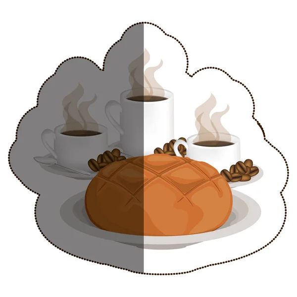 孤立したパンとコーヒーのマグカップ デザイン — ストックベクタ