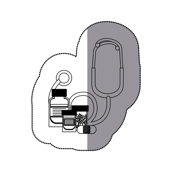 Elszigetelt sztetoszkóp és az orvostudomány design — Stock Vector