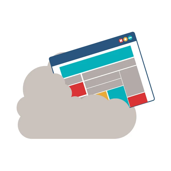 Cloud computing isolato e progettazione di siti web — Vettoriale Stock