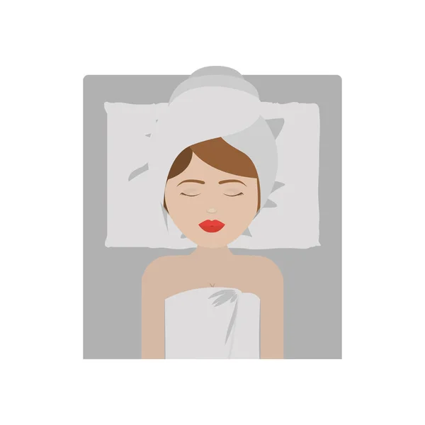 Mulher com toalha de design de centro de spa —  Vetores de Stock