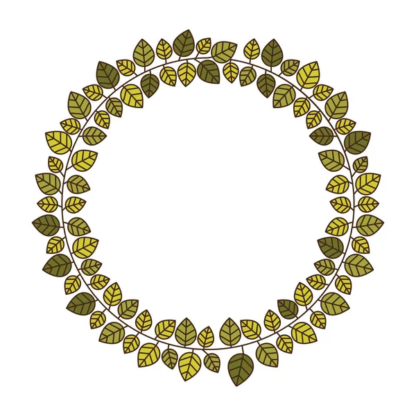 Circulaire frame van groene bladeren met vertakkingen — Stockvector