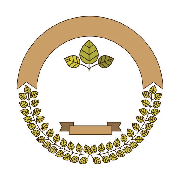 Armação circular de folhas verdes com etiquetas — Vetor de Stock