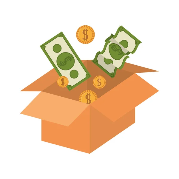 Emballage silhouette ouvert avec de l'argent — Image vectorielle