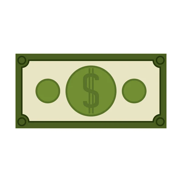 Disegno di legge verde sagoma con simbolo dollaro — Vettoriale Stock