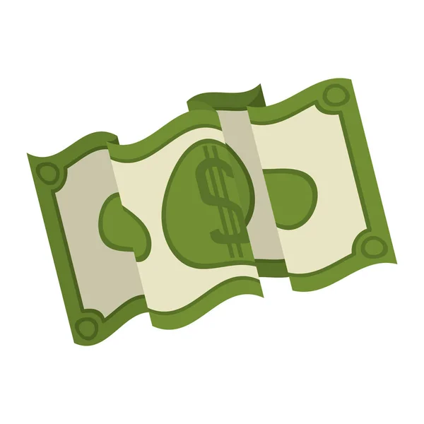 Groene silhouet bill verdubbeld met symbool dollar — Stockvector