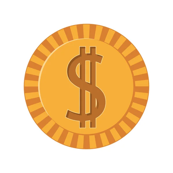 Silueta zlaté mince se symbolem dolaru — Stockový vektor